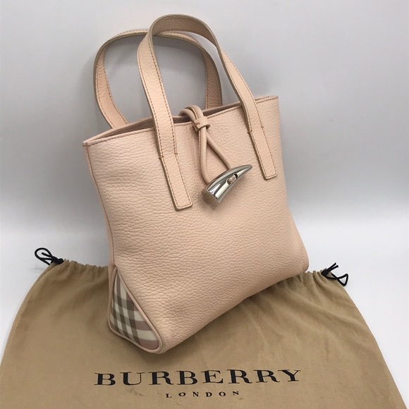 Burberry Handbags - Burberry Rare Pale Pink Leather Small Tote Bag💗💗